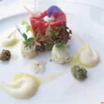 Cagliata duovo ripiena di erbe e tartara di fassone, Mistral, Bellagio