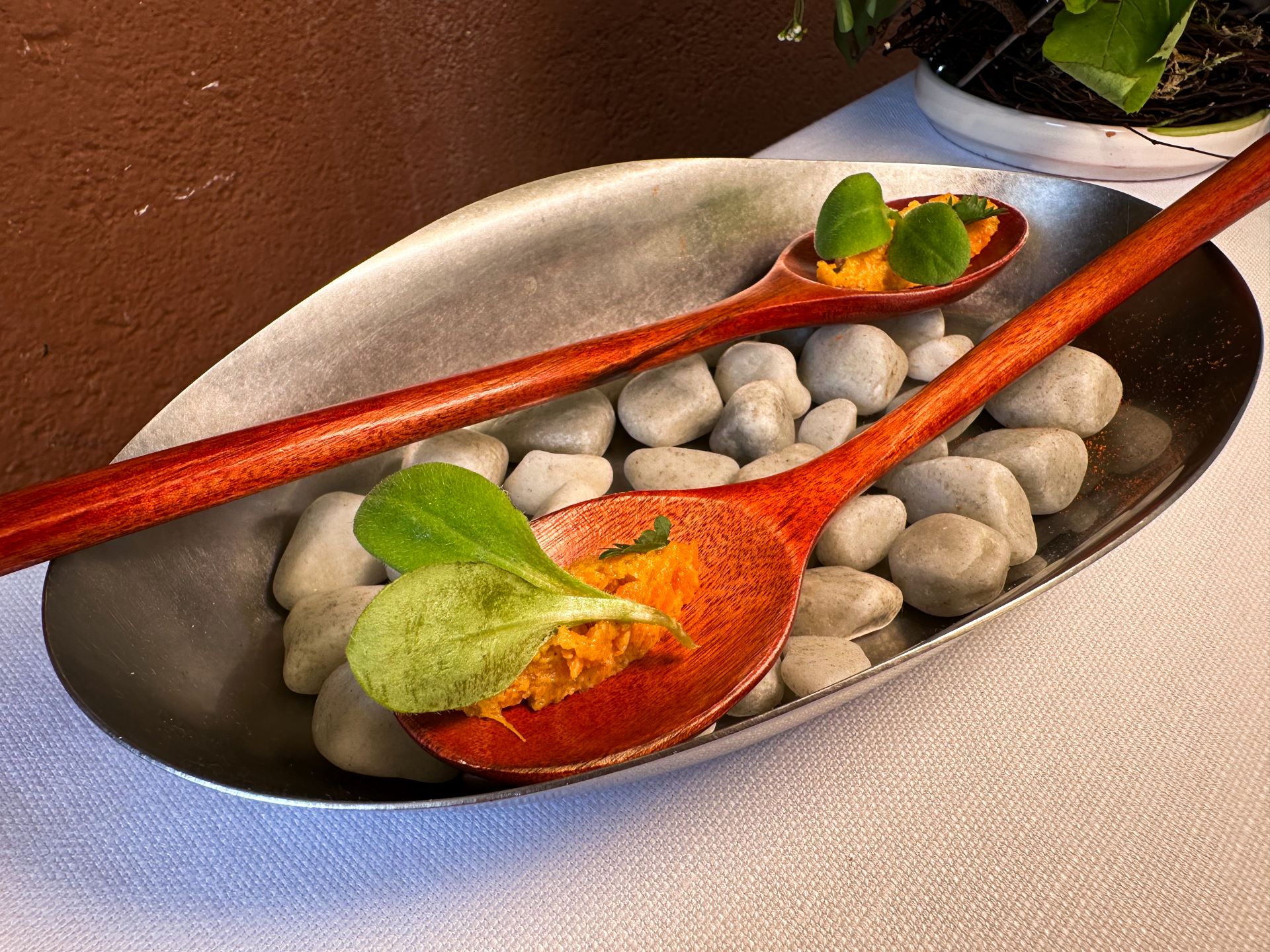Tartare di carota, tahina, borragine del ristorante MoS.
