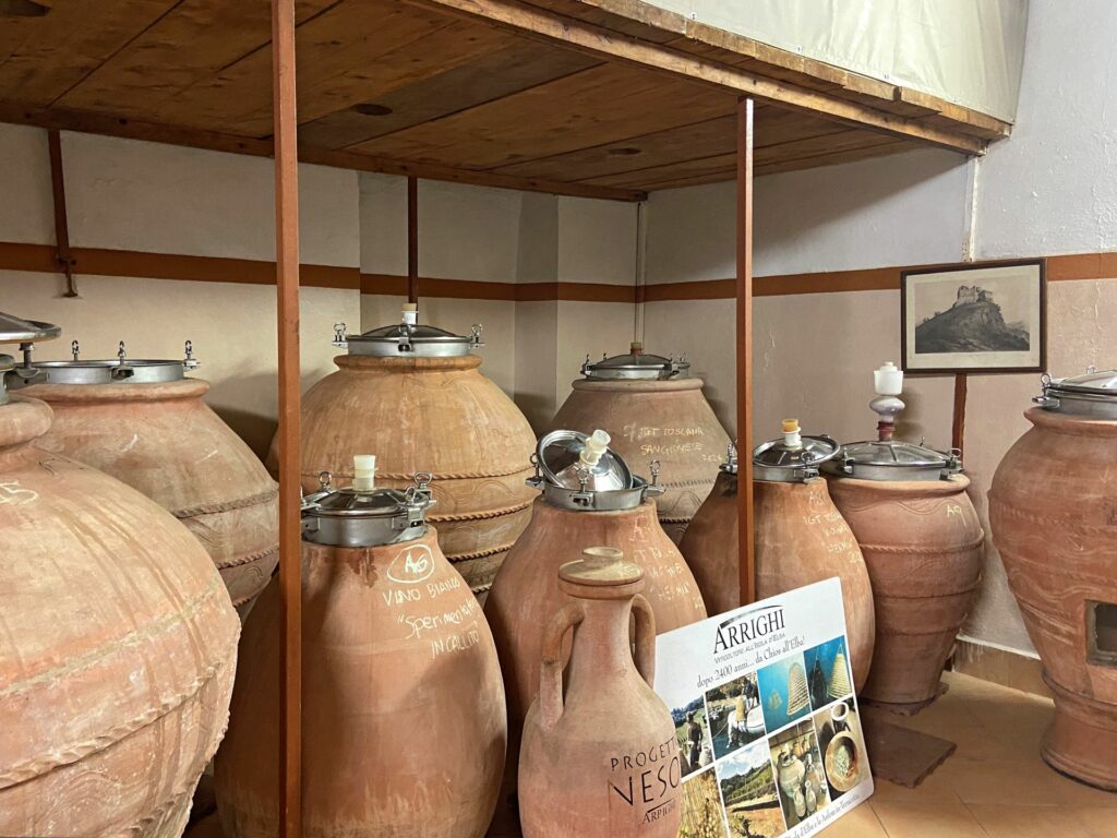 Le anfore della cantina Arrighi.