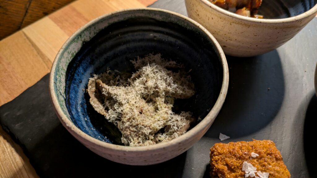 Milza e polmone di vitello confit con caciocavallo podolico