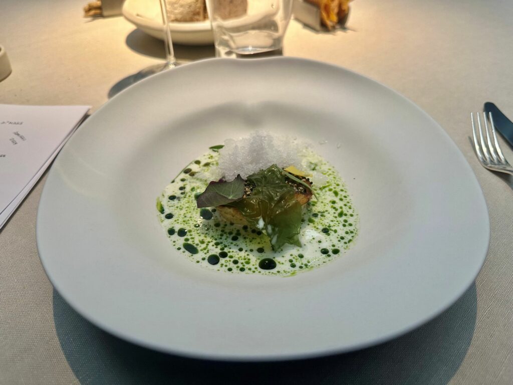 Finocchio, kefir e granita all’acqua di mare.