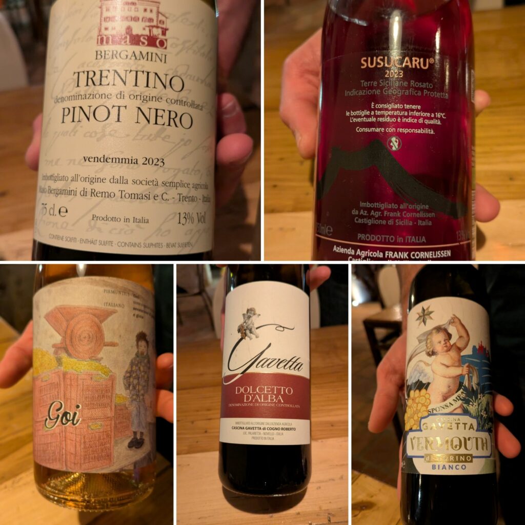 Le etichette degustate.