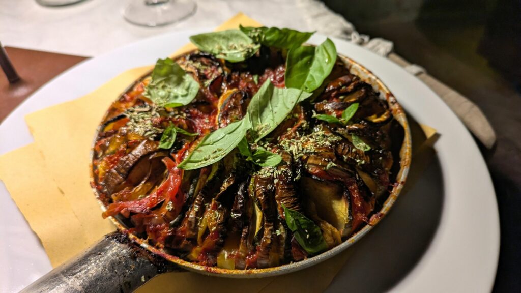 Ratatouille servita durante la cena dell'Eco del Mare e del Peposo.