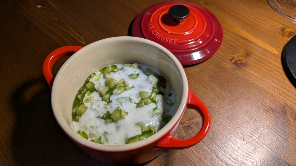 Gnocchetti di misticanza estiva, marzolina di grotta e limone candito.