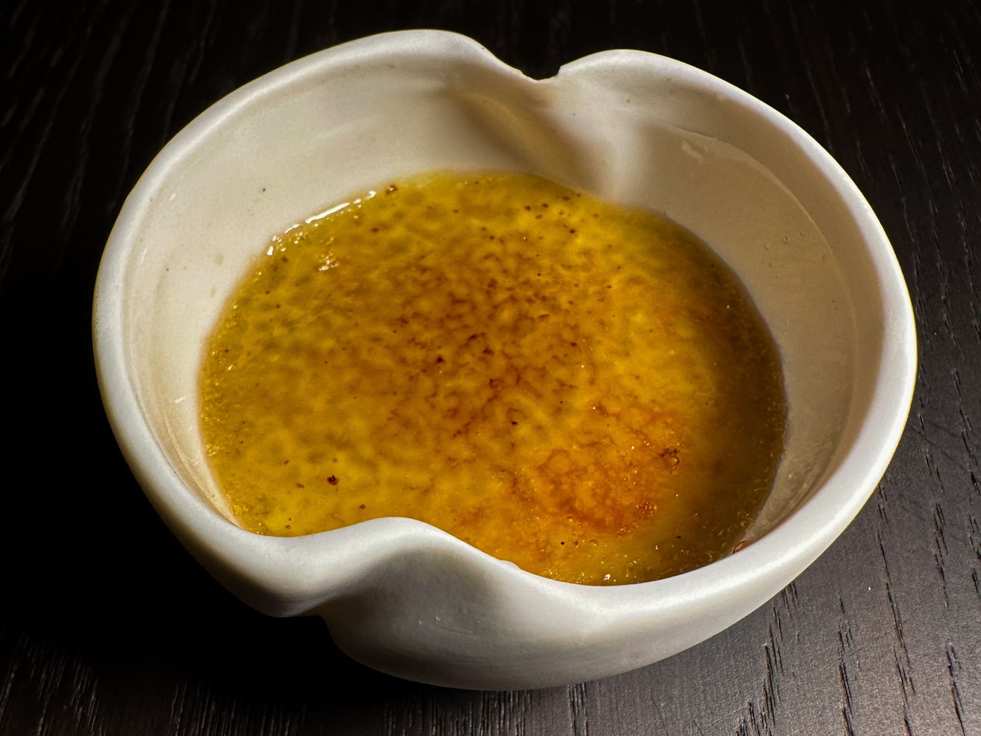 ...accompagnato da creme brulè di foie gras.