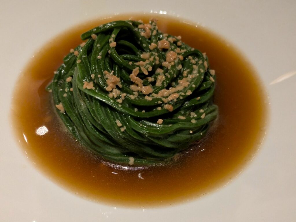 Tajarin all'ortica serviti durante la cena " La Via del Sale"