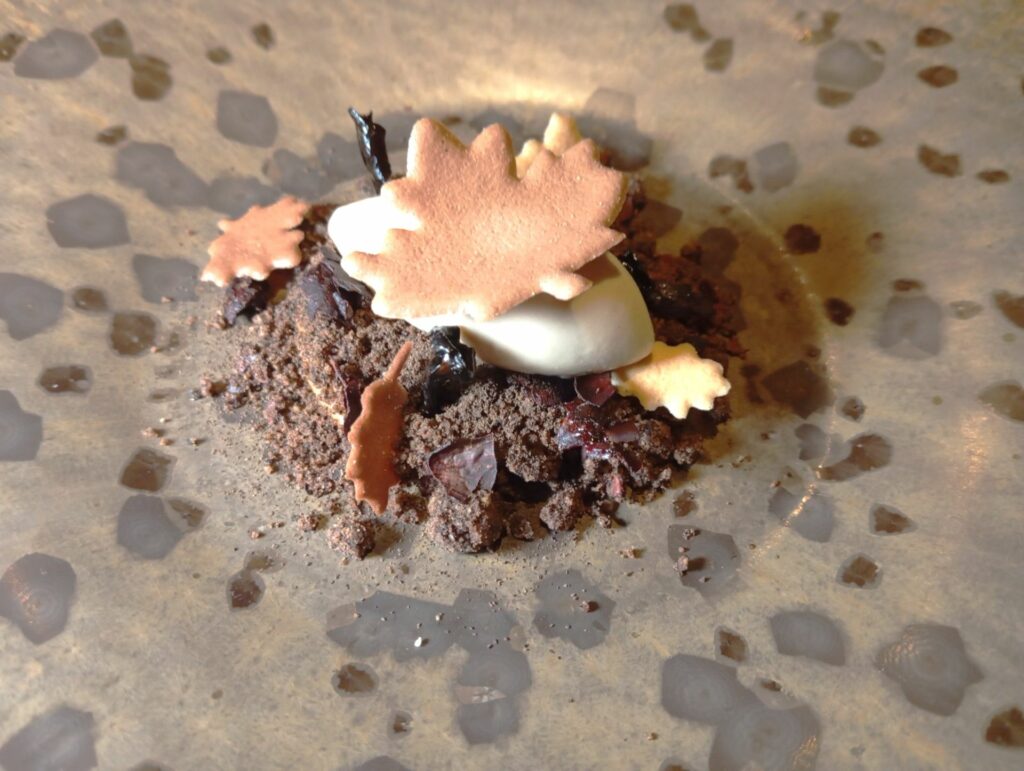 Funghi trombette, cascara di cacao e caffè di Oreade