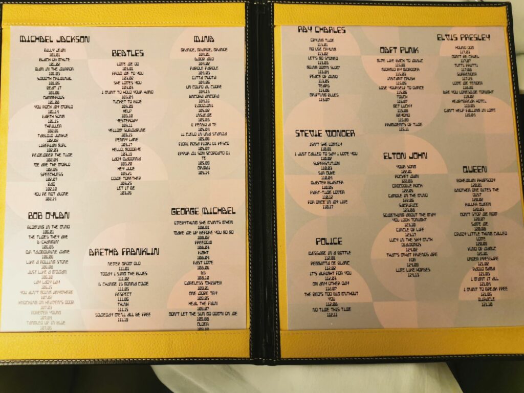 Il menù musicale del ristorante Pipero