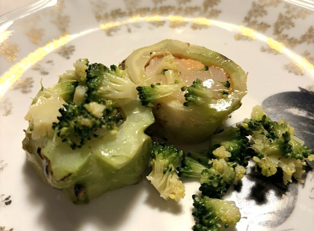 Dettaglio del ripieno del broccolo