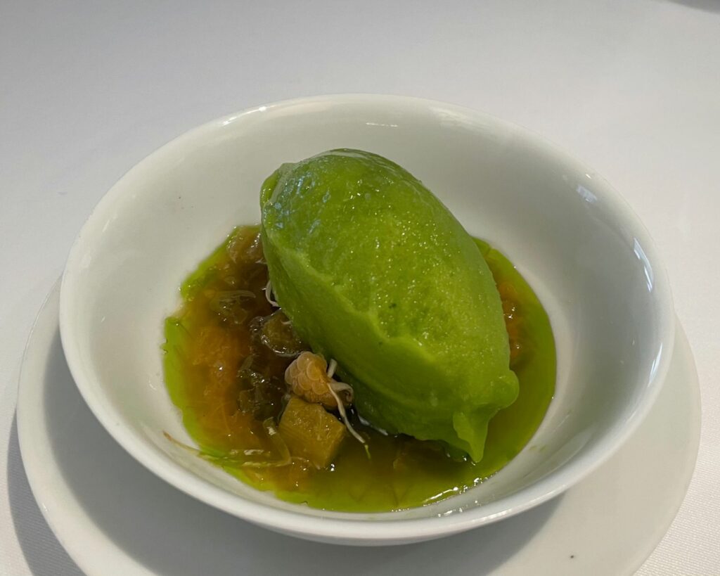 Sorbetto di cetriolo e anguria del ristorante Arpège [settembre 2025]