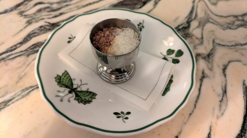 Shot di carbonara d'agnello di San Baylon