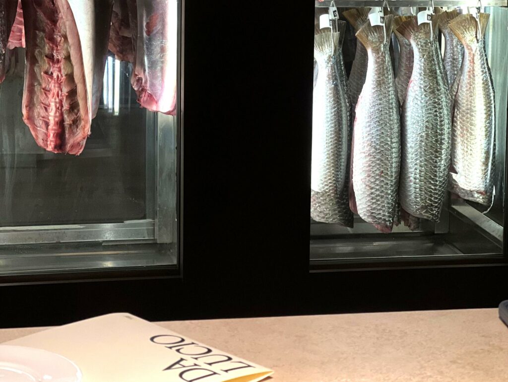 Le celle di stagionatura del pesce del Ristorante Da Lucio