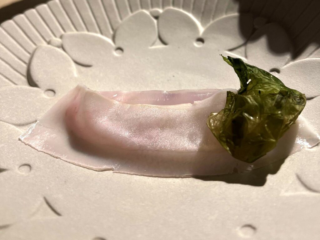 Ombrina, seppia e lardo.