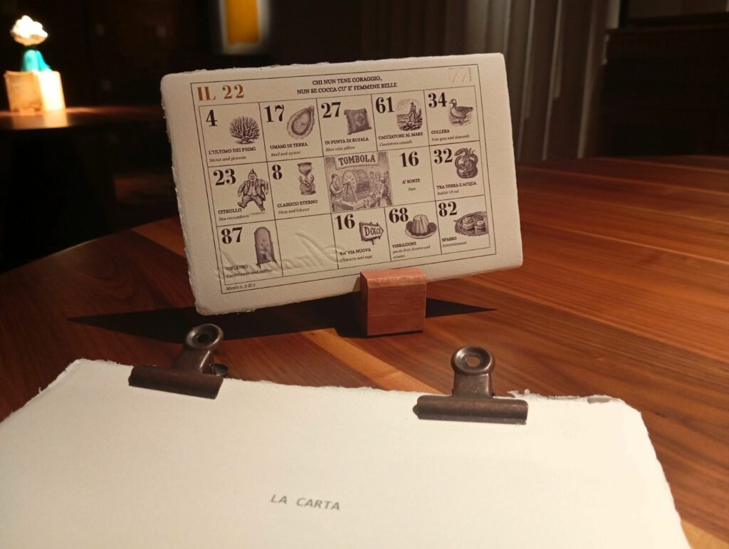 Il menù come cartella della tombola di Toledo 177