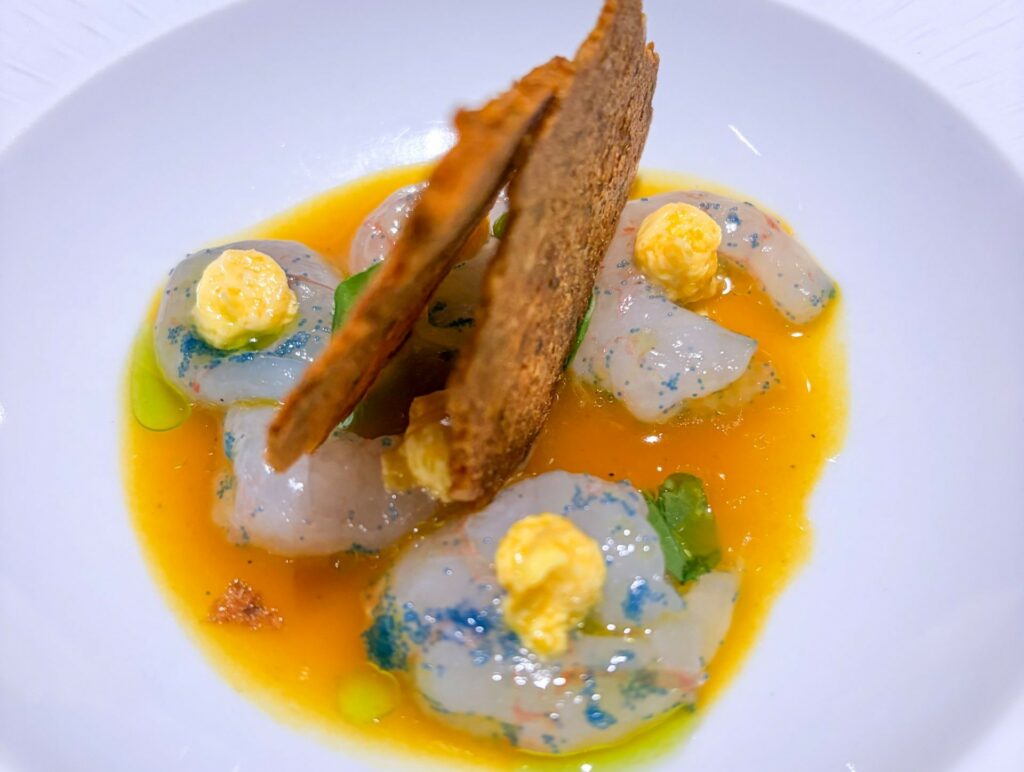 Ceviche di zucca alla brace e
gambero gobbetto di food writers