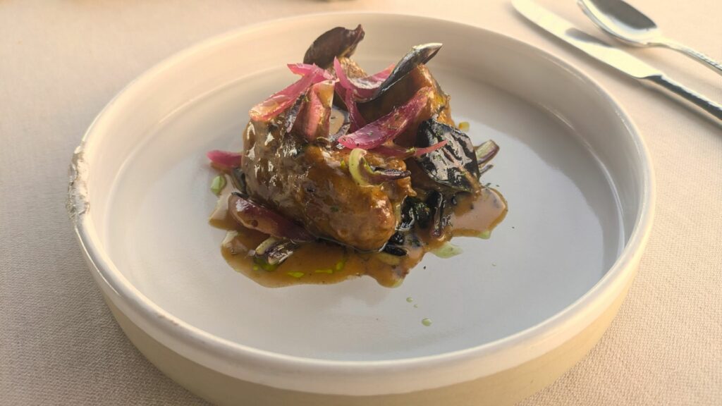 Animelle, curry verde e truset.