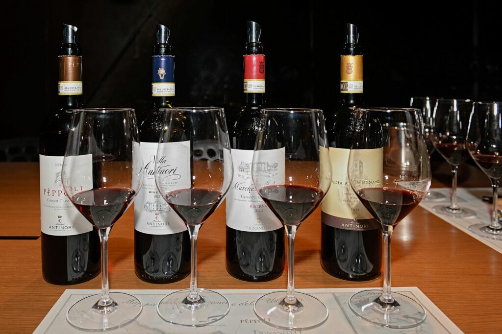 Le bottiglie degustate durante l'intervista a Allegra Antinori