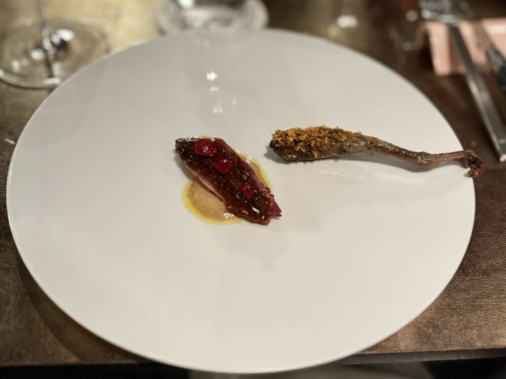Colombaccio Rossini e ribes del George Restaurant di Napoli